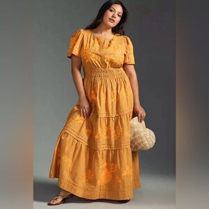 Anthropologie Somerset Embroidered Tiered Maxi Dress